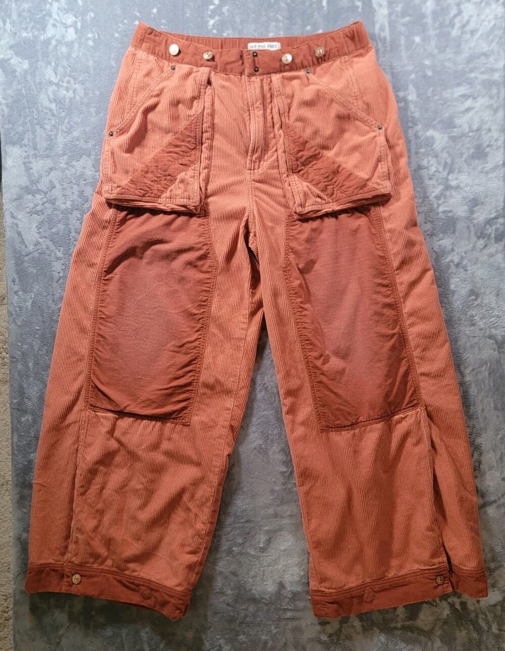 We The Free Wide Leg Corduroy Pants in Rust